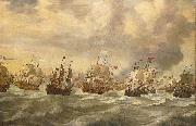 willem van de velde  the younger Episode from the Four Day Battle at Sea, 11-14 June 1666, in the second Anglo-Dutch War oil painting reproduction
